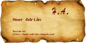 Heer Adrián névjegykártya
